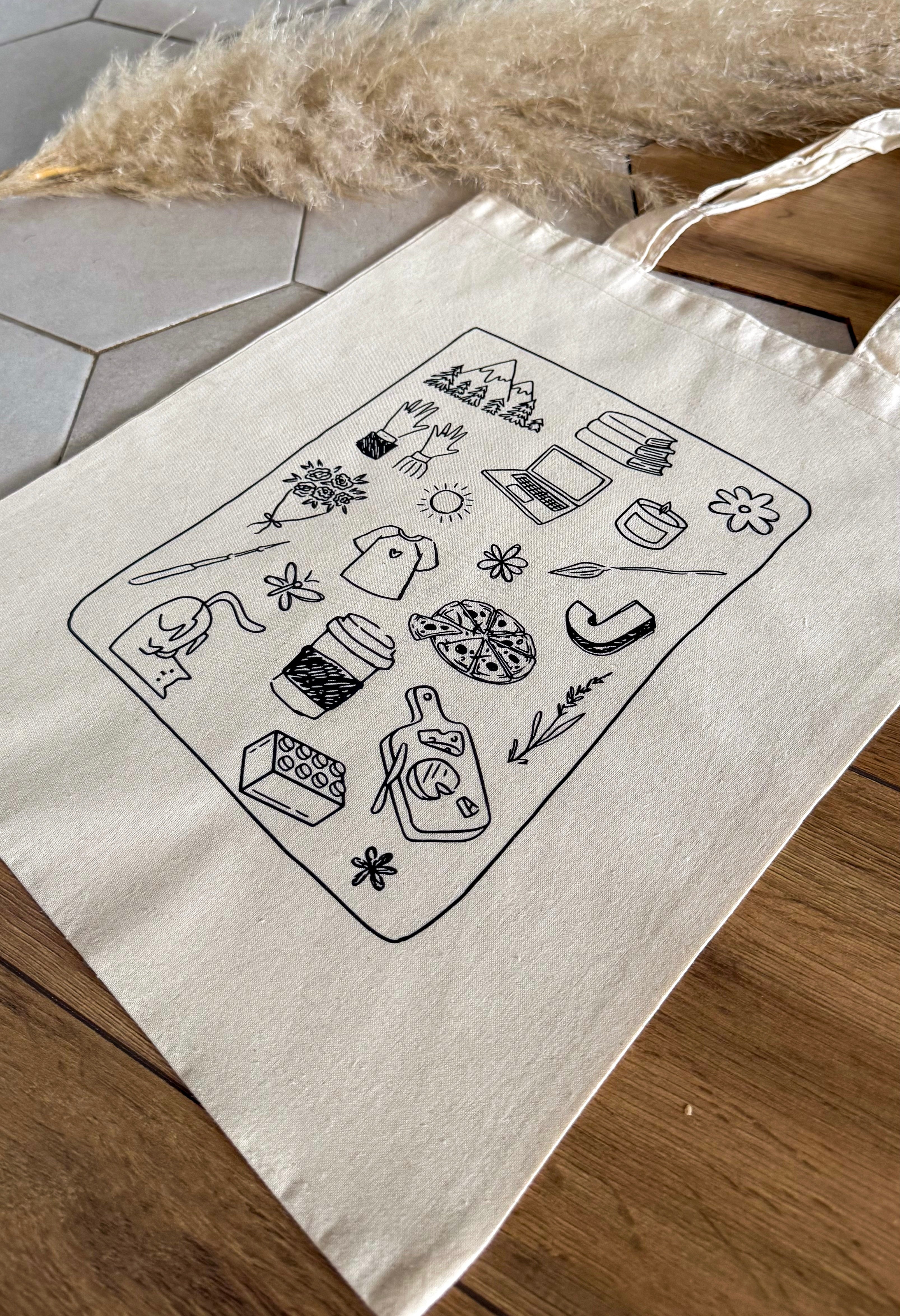 Tote bag Cozy Mood en coton | Illustration doodle