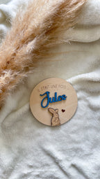 Pancarte de naissance personnalisée en bois – Lapin
