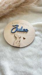 Pancarte de naissance personnalisée en bois – Lapin