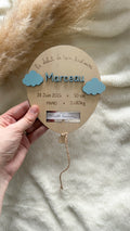 Support bracelet de naissance personnalisé en bois – Ballon