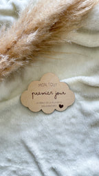 Pancarte "Mon tout premier jour" en bois – Nuage