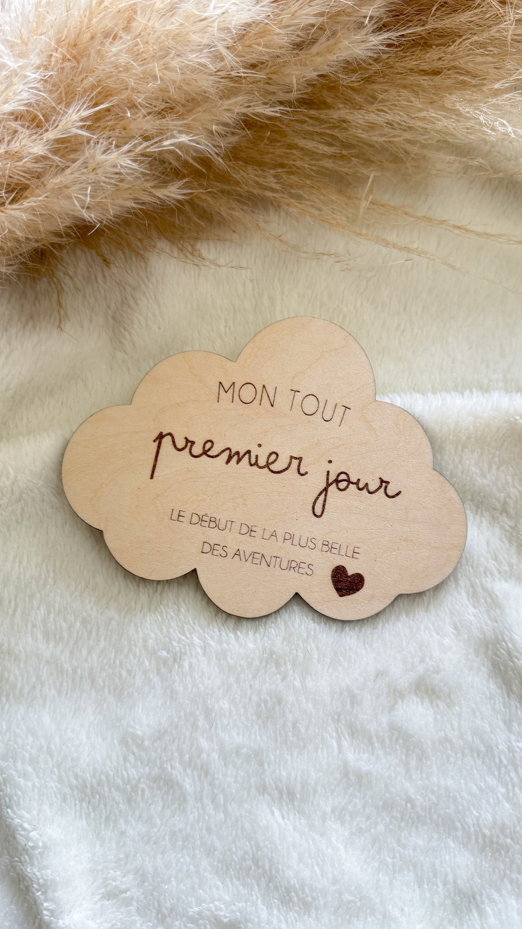 Pancarte "Mon tout premier jour" en bois – Nuage