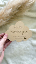 Pancarte "Mon tout premier jour" en bois – Nuage