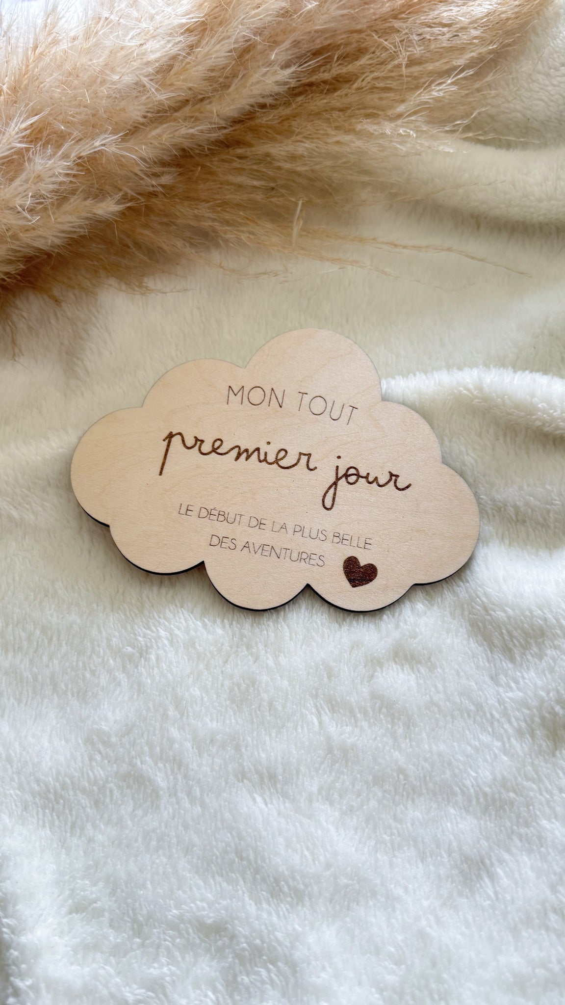 Pancarte "Mon tout premier jour" en bois – Nuage