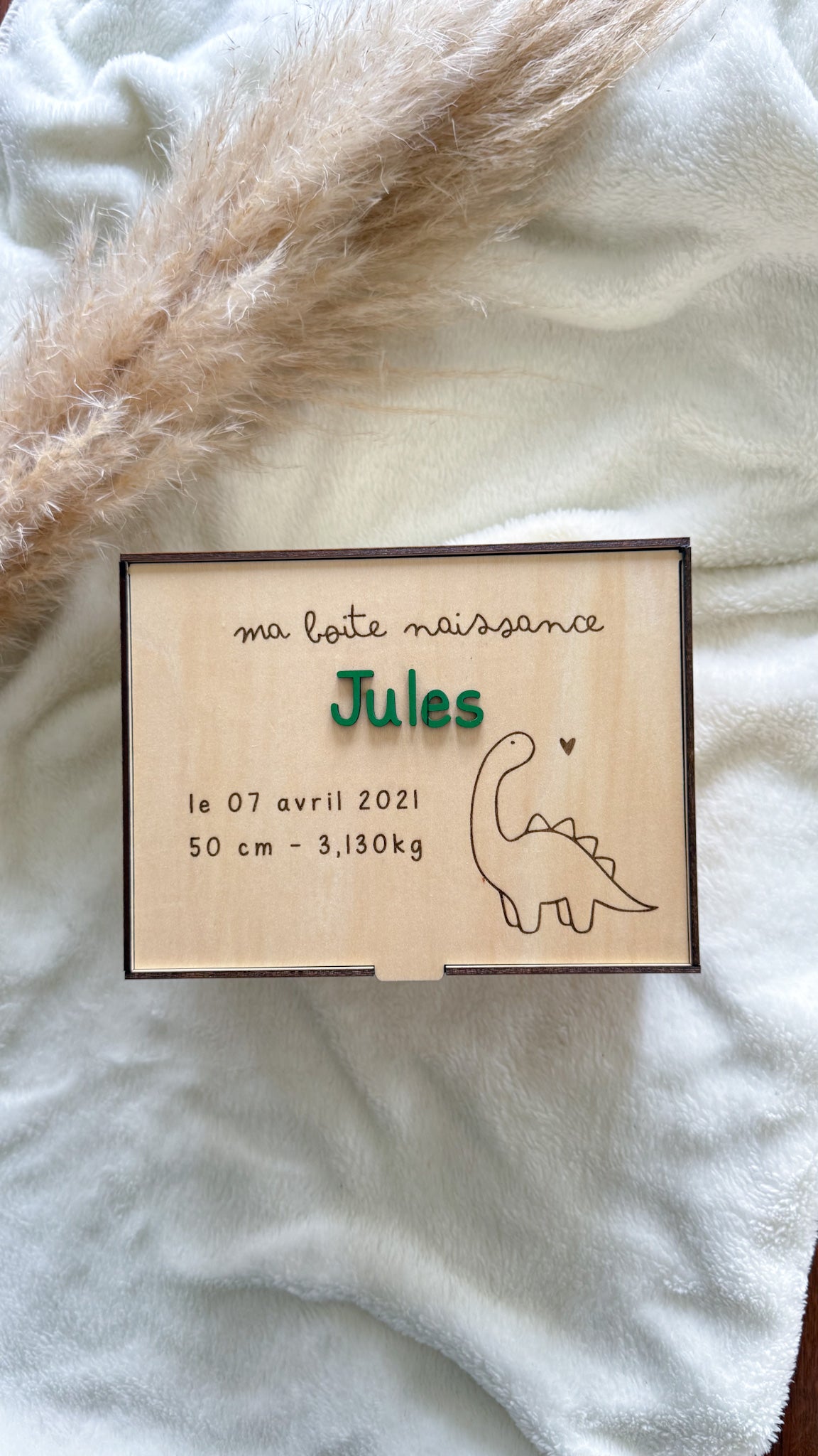 Boîte de naissance personnalisée en bois – Coffret souvenirs bébé