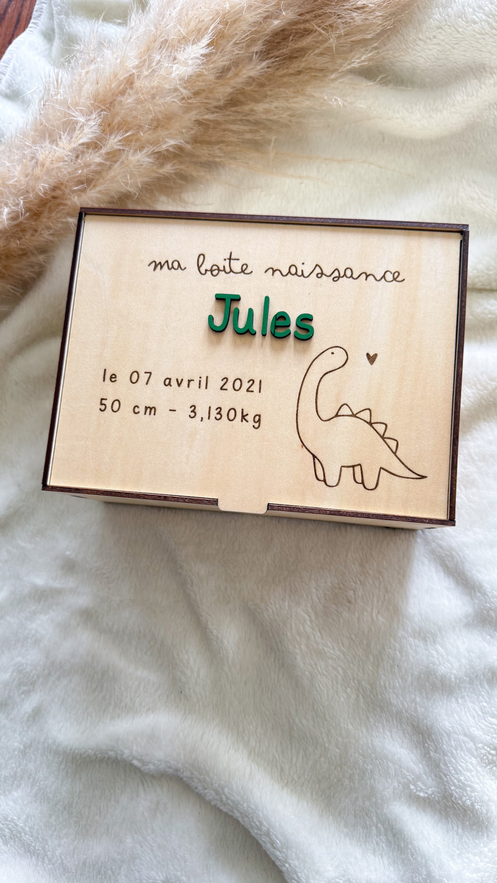 Boîte de naissance personnalisée en bois – Coffret souvenirs bébé
