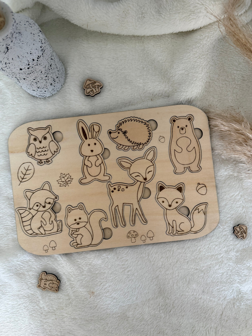 Puzzle en bois Montessori – Animaux de la forêt