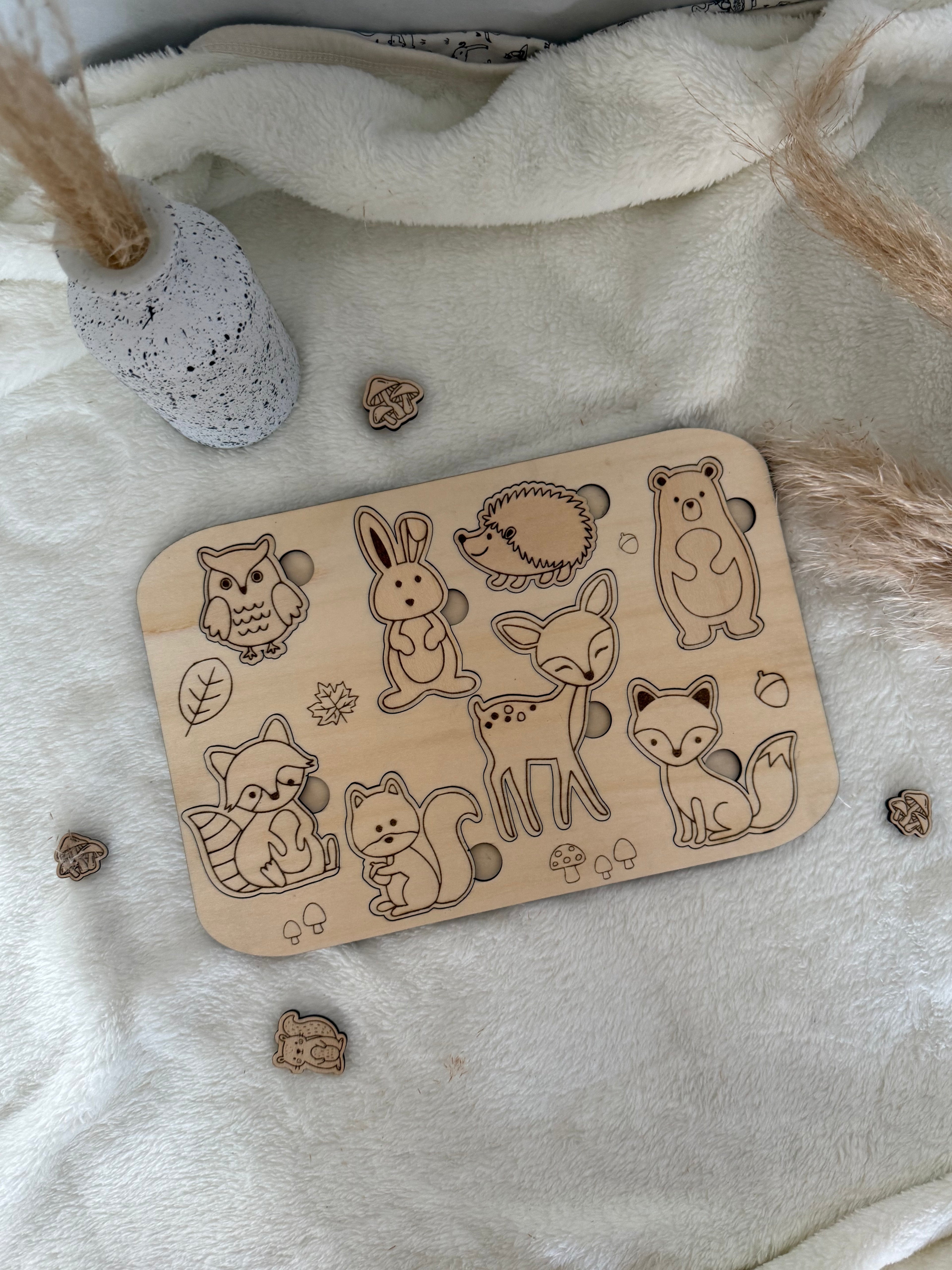 Puzzle en bois Montessori – Animaux de la forêt