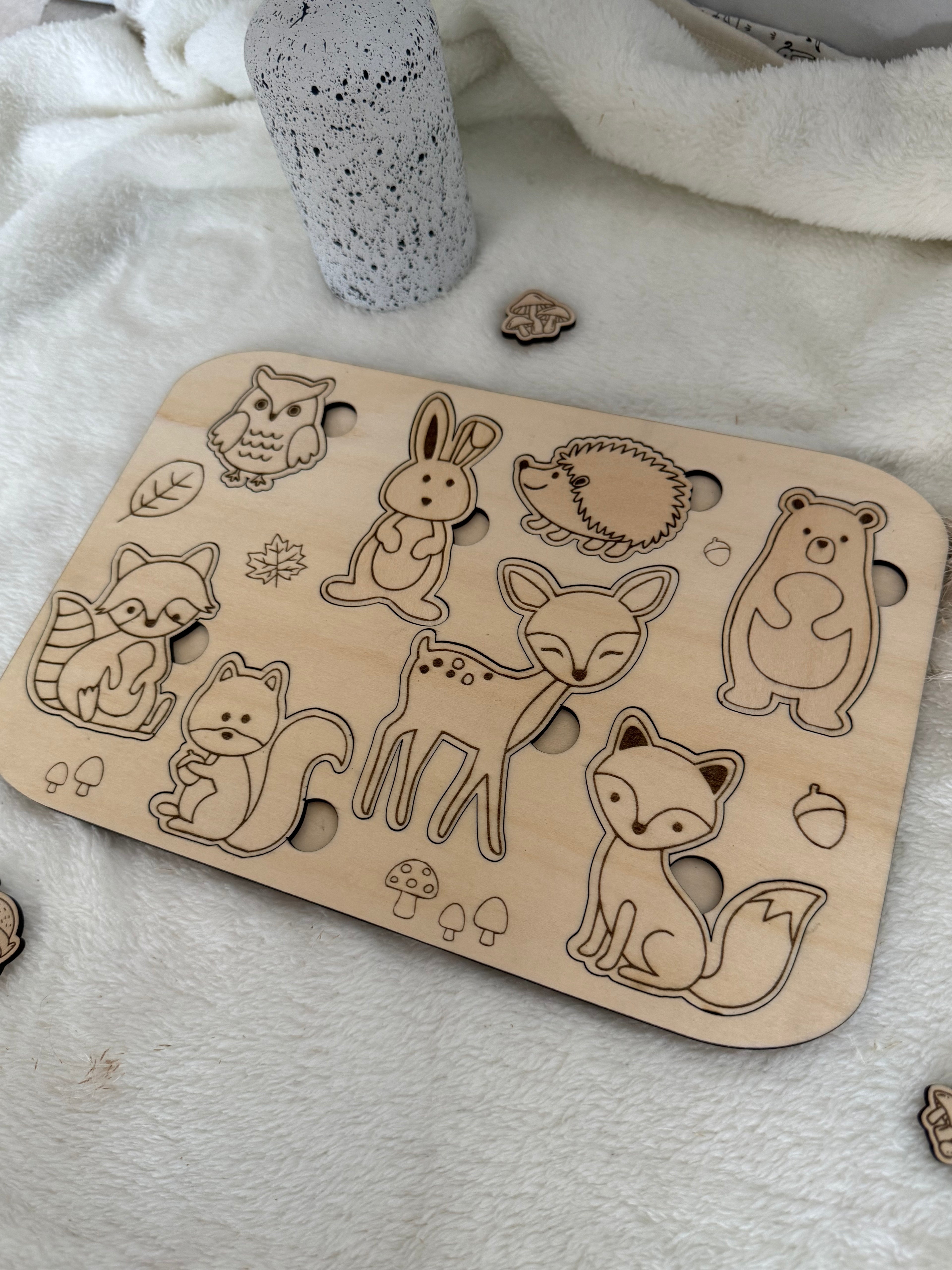 Puzzle en bois Montessori – Animaux de la forêt