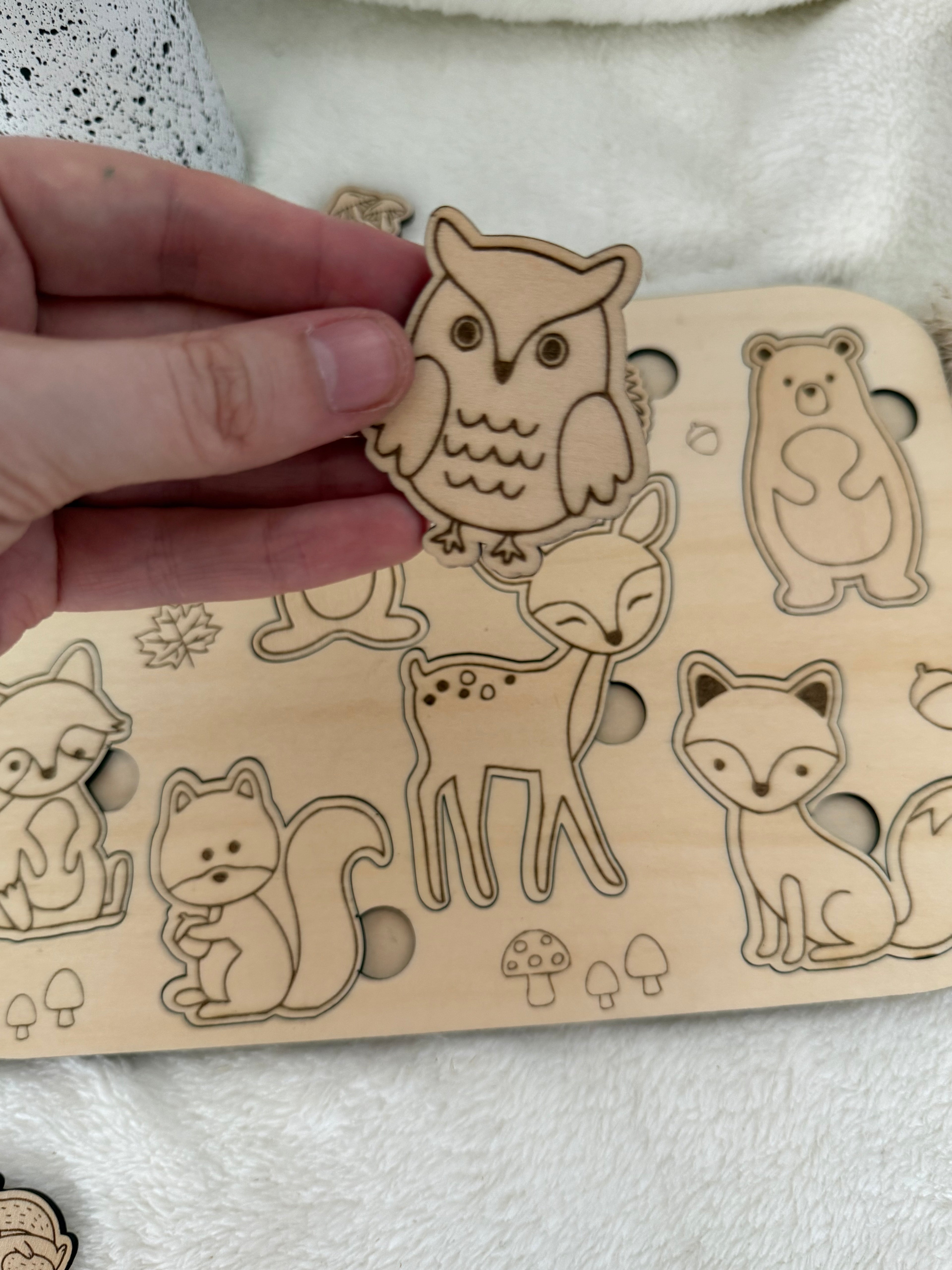 Puzzle en bois Montessori – Animaux de la forêt