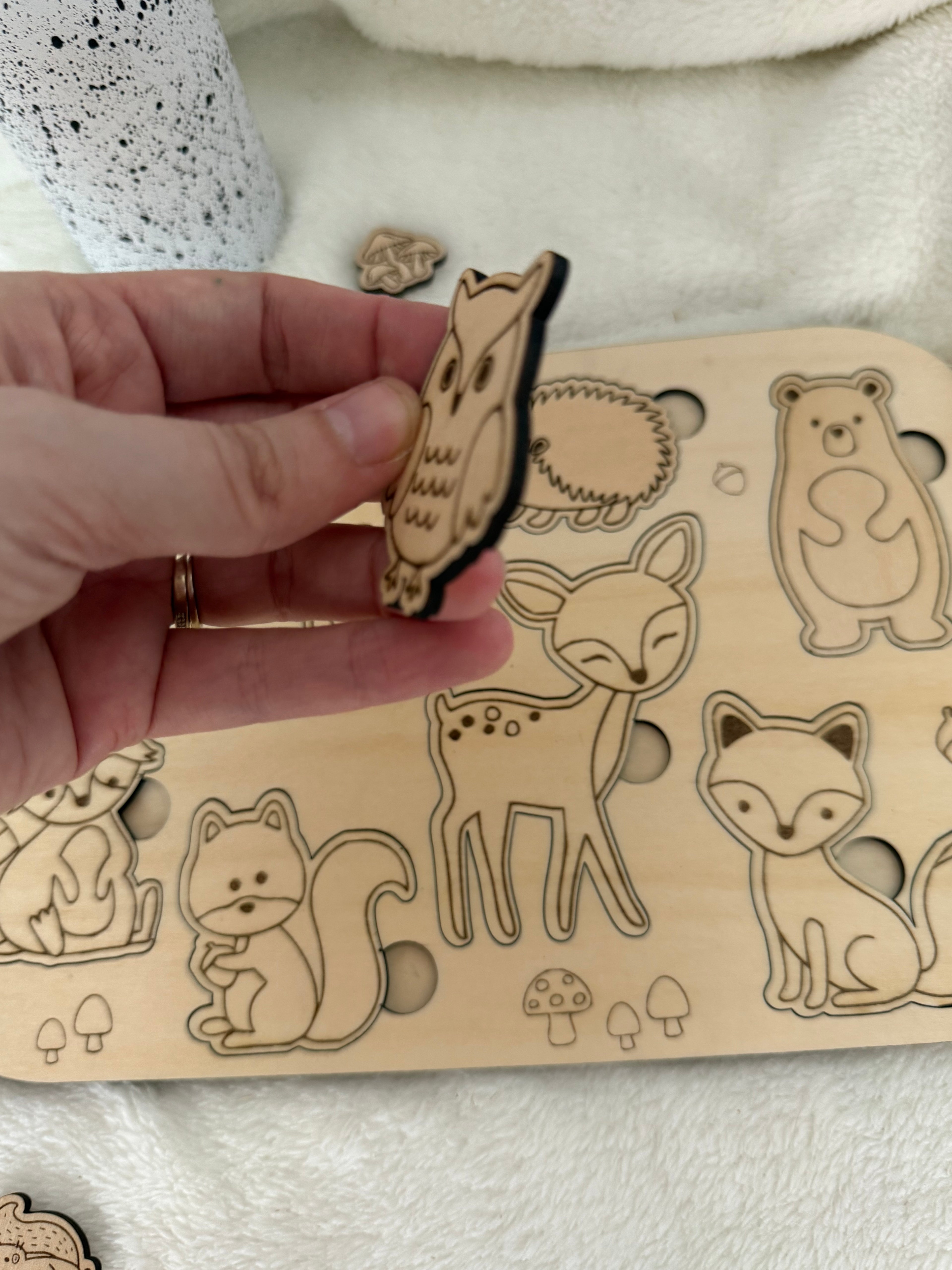 Puzzle en bois Montessori – Animaux de la forêt