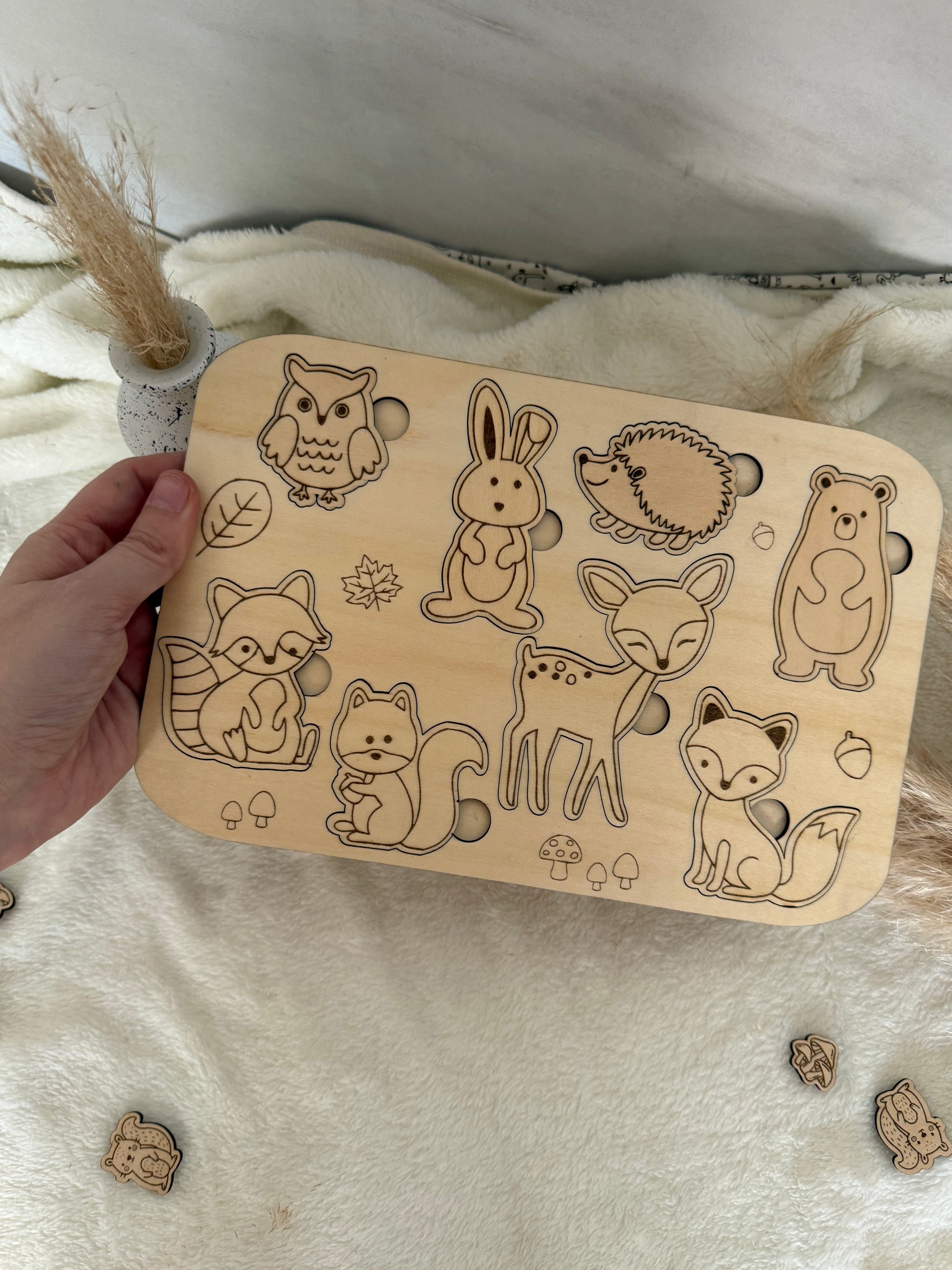 Puzzle en bois Montessori – Animaux de la forêt