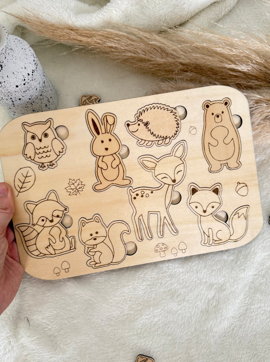 Puzzle en bois Montessori – Animaux de la forêt