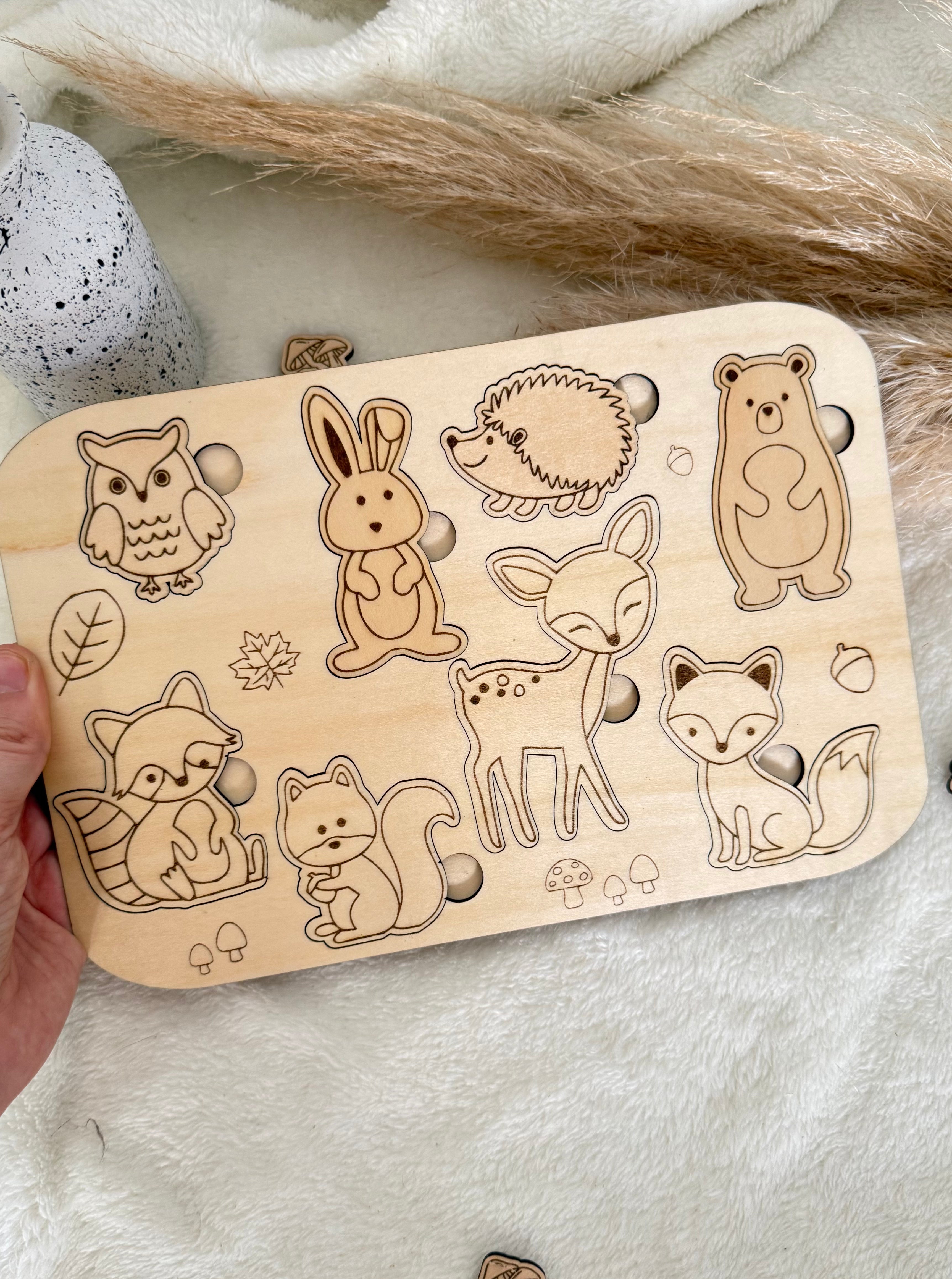 Puzzle en bois Montessori – Animaux de la forêt