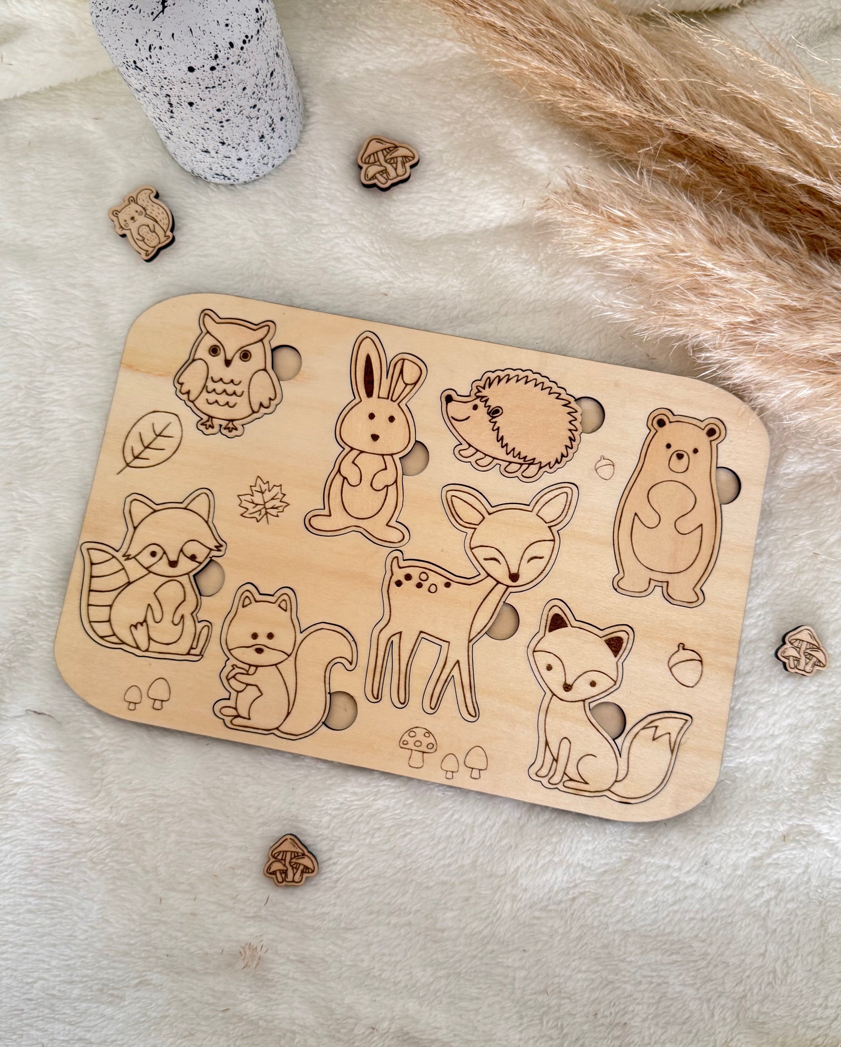 Puzzle en bois Montessori – Animaux de la forêt