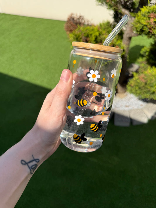 Verre avec Paille en Verre et Bambou