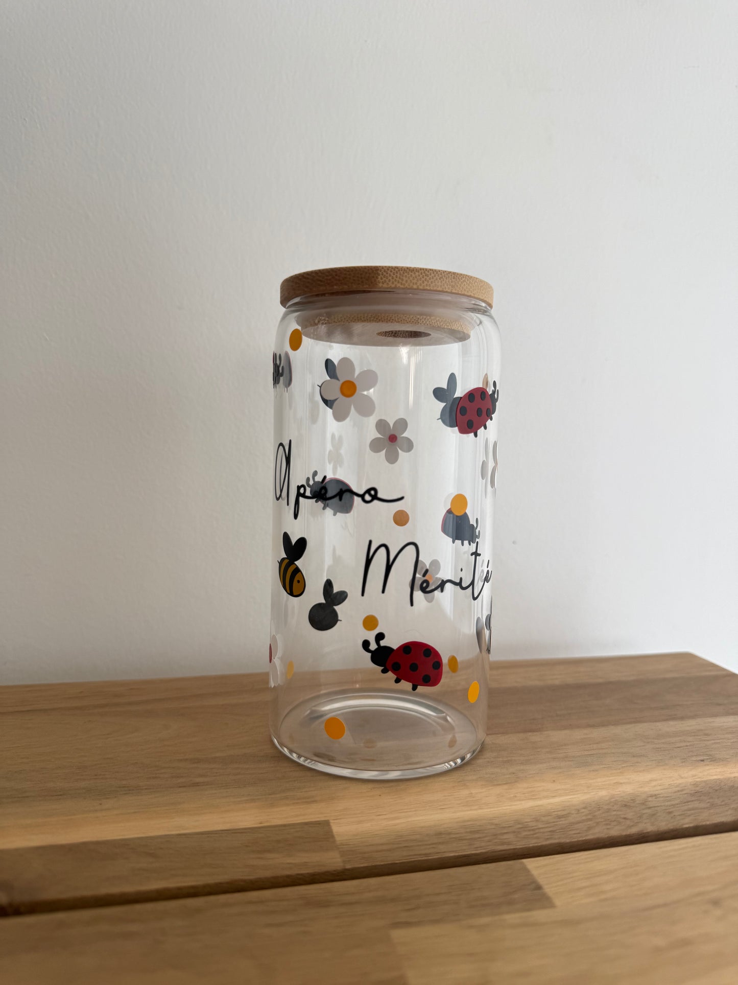 Verre avec Paille en Verre et Bambou