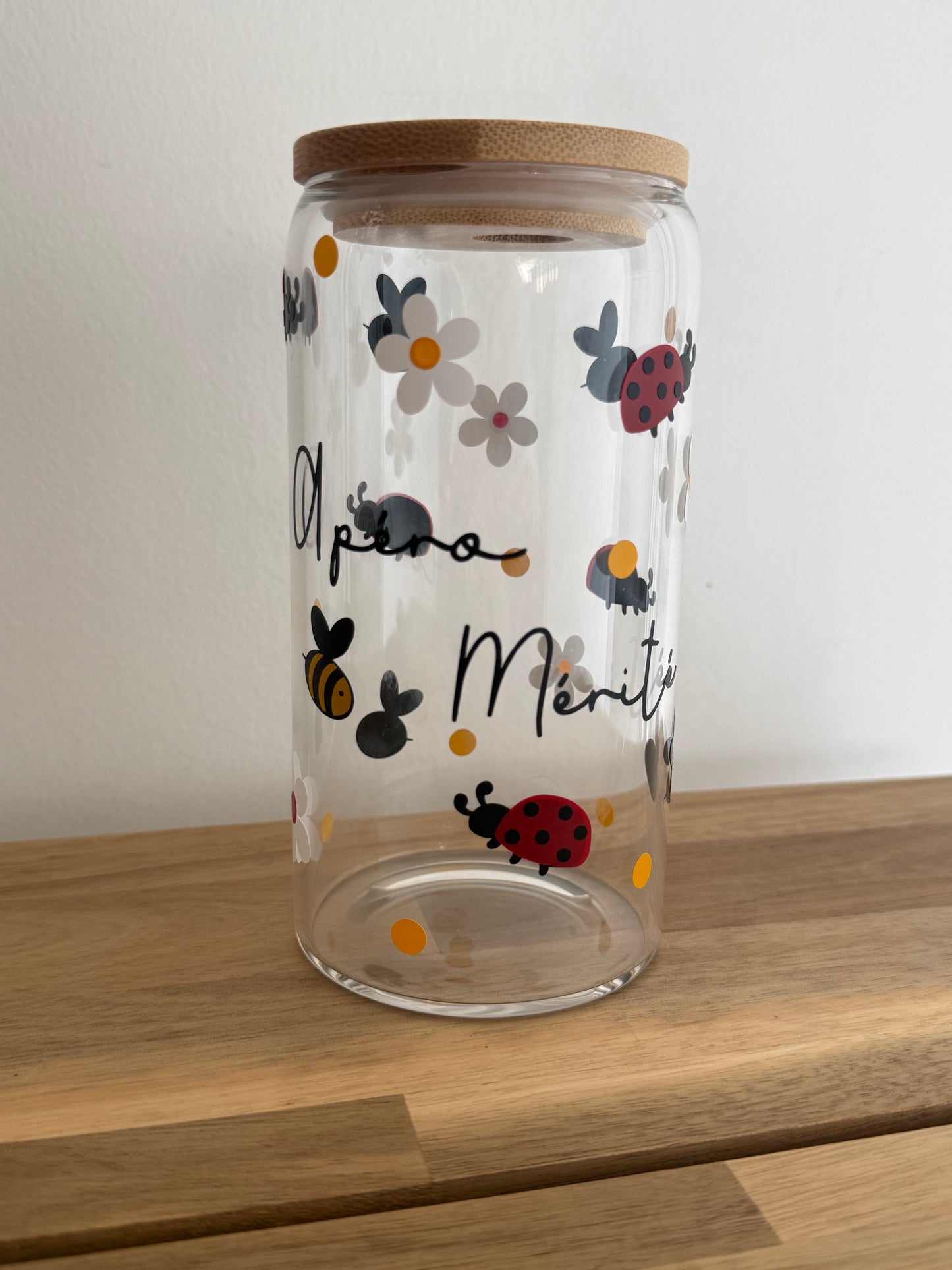 Verre avec Paille en Verre et Bambou