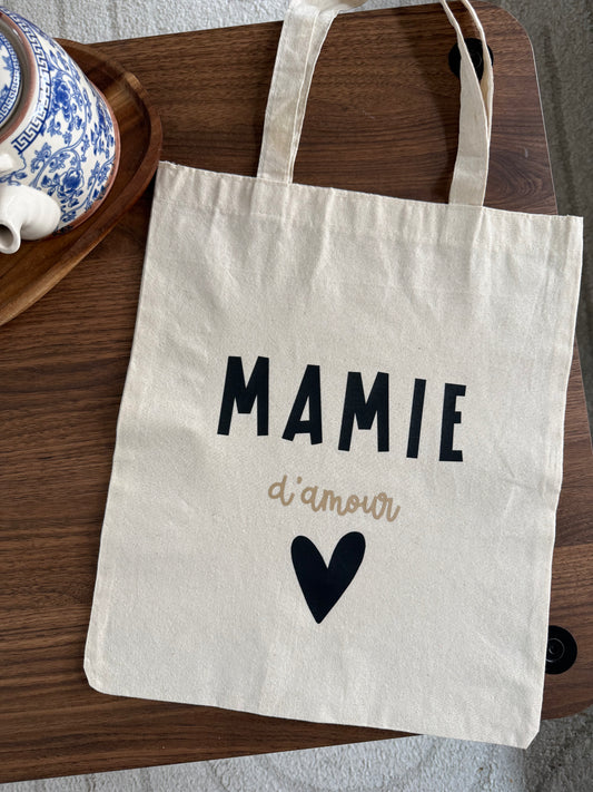 Tote Bag Mamie d'Amour – Cadeau Personnalisé pour Grand-Mère