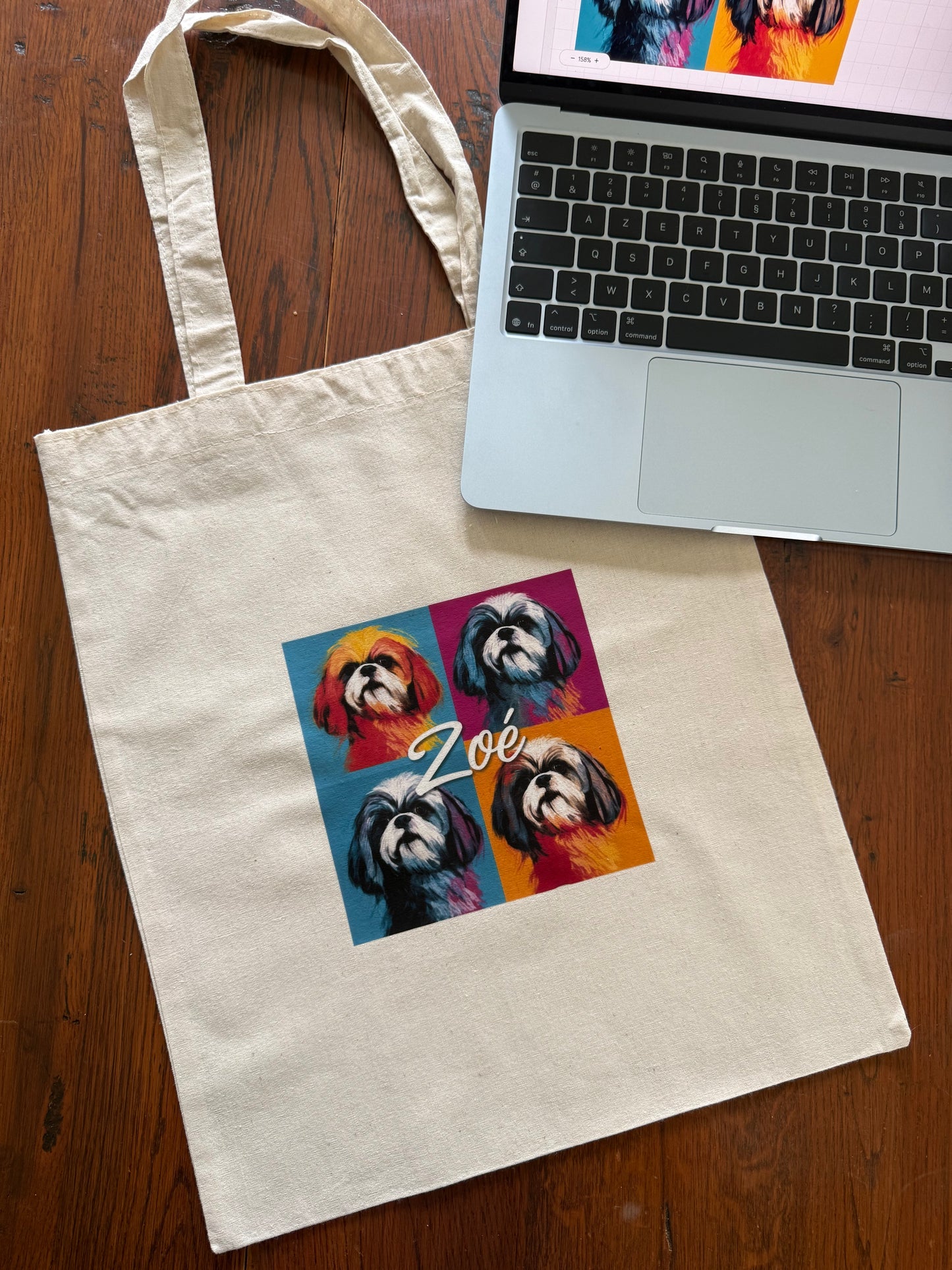 Tote Bag Personnalisé Style Pop Art Animal ou Photo