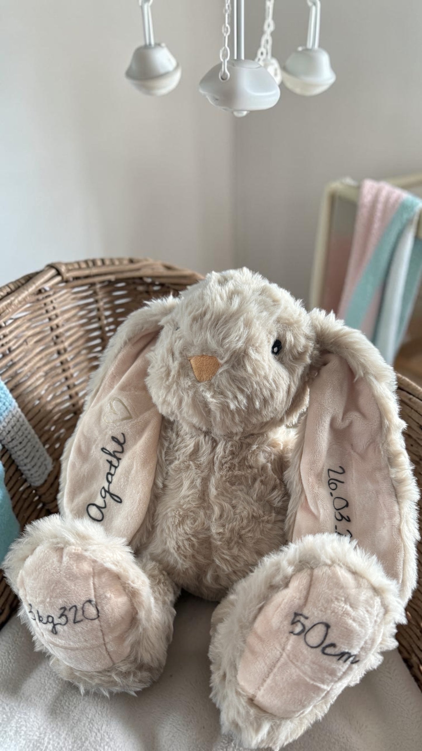 Lapin de Naissance Personnalisé – Peluche Souvenir Bébé
