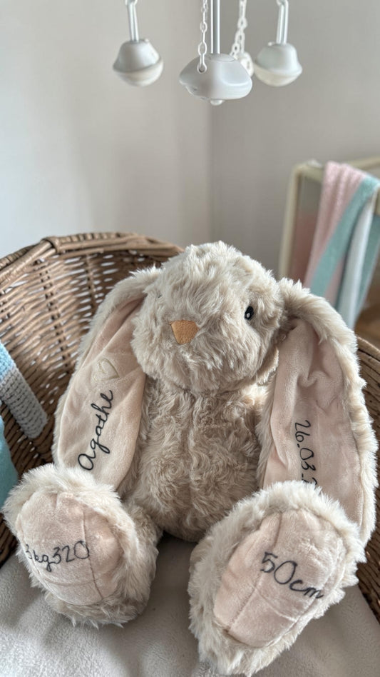 Lapin de Naissance Personnalisé – Peluche Souvenir Bébé