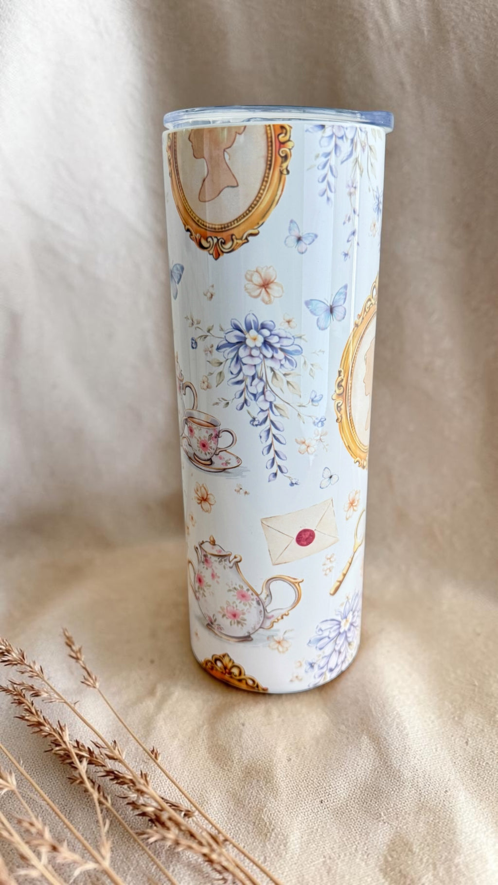Tumbler Bridgerton – Mug isotherme fleuri 20 oz