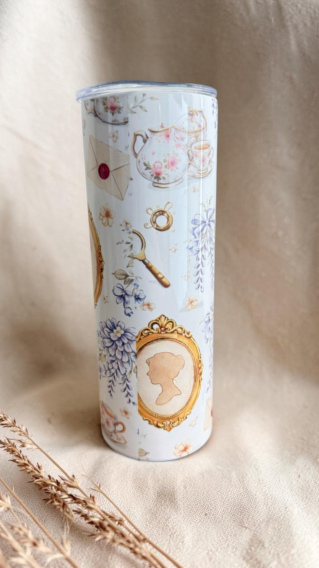 Tumbler Bridgerton – Mug isotherme fleuri 20 oz